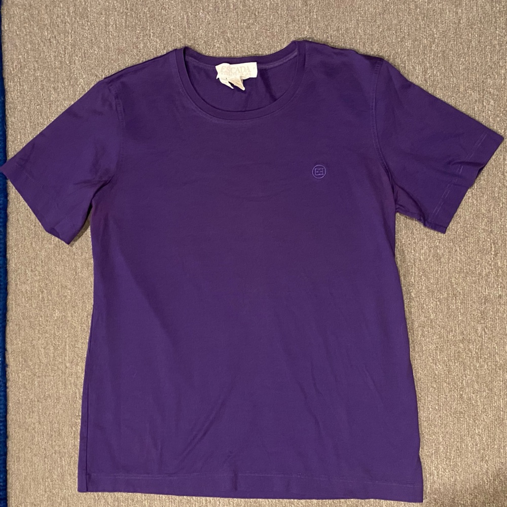 Escada Margaretha Ley Purple Logo T-Shirt Vintage Size S